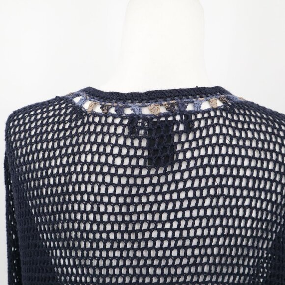 Norton Mcnaughton Open Knit Cardigan Womens M Navy Grannycore Cottagecore Boho - Picture 12 of 16